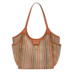 Nannini Firenze Borsa a Spalla Donna Linea Siria-G in Pelle e Raffia Arancio con Doppio Manico
