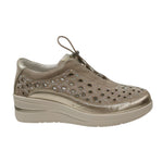 Susimoda Slip On Donna in Camoscio e Pelle Beige con Strass e Zeppa