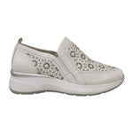 Susimoda Mocassino Donna in Pelle Bianca con Lavorazione Floreale