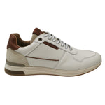 Ambitious Sneakers Uomo in Pelle Bianco Sporco con Lacci e Zip Laterale