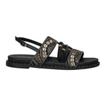 Carmela Sandalo Donna Nero con Perline e Frange