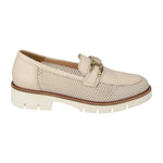 Valleverde Mocassino Donna Traforato Crema con Morsetto Oro