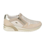 Valleverde Mocassino Donna in Pelle e Camoscio Traforato Beige con Zip