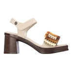 Refresh Sandalo Donna Beige con Fibbia e Tacco Largo Alto 75mm