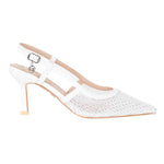 Gold&Gold Chanelle Donna Bianca in Rete con Strass e Tacco Alto 90mm
