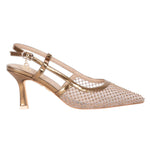 Gold&Gold Chanelle Donna Bronzo in Rete con Strass e Tacco Alto 90mm