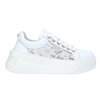 Cult Sneakers Donna in Pelle e Pizzo Bianco
