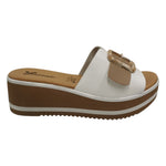 Susimoda Scalzato Donna Bianco Camel con Zeppa Alta 60mm