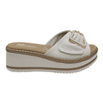 Susimoda Scalzato Donna Bianco con Fibbia e Zeppa Alta 60mm