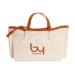 By Byblos Borsa a Mano Grande Donna in Ecopelle e Raffia Naturale Cuoio