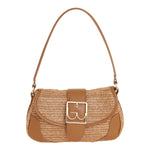 By Byblos Borsa a Spalla Donna in Raffia e Ecopelle Cuoio