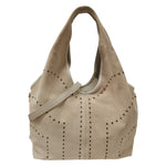 Caleidos Borsa a Spalla Grande Donna Beige Traforata in Camoscio