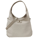 Caleidos Borsa a Spalla Grande Donna in Raffia e Pelle Beige
