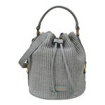 Caleidos Secchiello Medio Donna in Pelle e Raffia Azzurro