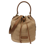 Caleidos Secchiello Grande Donna in Pelle e Raffia Caramello