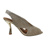 Luciano Barachini Sandalo Donna in Tessuto Platino con Tacco Alto 100mm