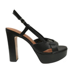 Luciano Barachini Sandalo Donna in Pelle Nera con Plateau e Tacco Largo Alto 120mm