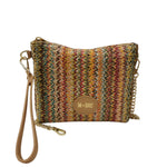 M Brc Pochette Donna Linea Mix Cammello con Intreccio
