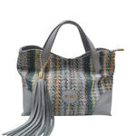 M Brc Borsa a Mano Donna Linea Mix Celeste con Intreccio