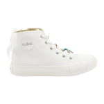Gaelle Sneakers Alta Bambina in Tessuto Bianco con Charm