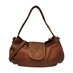Gianni Conti Borsa a Spalla Donna in Pelle Cognac con Manico Intrecciato