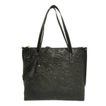 Gianni Conti Borsa a Spalla Donna in Pelle Nera Stampa Fiore