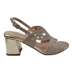 Della Fonte Sandalo Donna Lurex Platino con Tacco Largo Alto 75mm