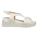 Impronte Sandalo Donna in Pelle Bianco Sporco con Zeppa