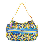 Ynot? Borsa a Spalla Donna in Tessuto Giallo con Stampa Geometrica