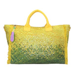 Ynot? Borsa a Mano Grande Donna in Tessuto Lime con Tracolla e Strass