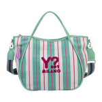 Ynot? Borsa Mare a Mano Donna in Tessuto a Righe Acqua con Tracolla