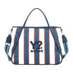 Ynot? Borsa a Mano Donna in Tessuto a Righe Blu con Tracolla in Tessuto