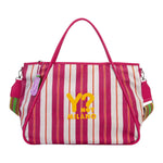 Ynot? Borsa Mare a Mano Donna in Tessuto a Righe Fucsia con Tracolla in Tessuto