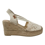 Vidorreta Espadrillas Donna Bianca con Ricamo e Zeppa