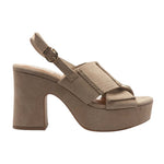 Luciano Barachini Sandalo Donna in Camoscio Sabbia con tacco largo Alto 100mm