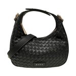 Biasia Borsa a Mano Donna Mezzaluna Piccola Intrecciata Nera