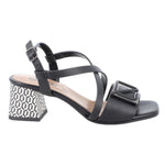 Igi&Co Sandalo Donna in Pelle Nera con Accessorio e Tacco Largo Alto 65mm