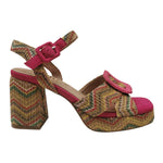 Azarey Sandalo Donna in Raffia Fucsia con Tacco Largo Alto 90mm