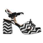 Azarey Sandalo Donna in Raffia Nero con Tacco Largo Alto 90mm