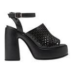 Cult Sandalo Donna Nero Traforato in Pelle con Tacco Alto 120mm