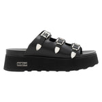 Cult Ciabatta Donna Platform in Pelle Nera con Triplo Cinturino