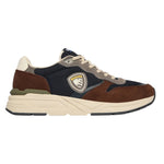 Blauer Sneakers Uomo in Tessuto e Camoscio Blu