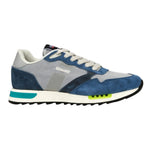Blauer Sneakers Uomo in Tessuto e Camoscio Blu Grigio
