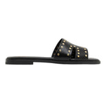 Porronet Ciabatta Donna in Pelle Nera con Borchie