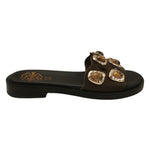 Porronet Ciabatta Donna in Pelle Moka con Pietre
