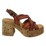 Porronet Sandalo Donna in Pelle Cuoio con Tacco Largo Alto 85mm
