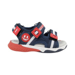 Primigi Sandalo Bambino Blu Rosso in Tessuto con Strappo