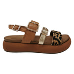 Inuovo Sandalo Donna Platform Cuoio con Stampa Animalier