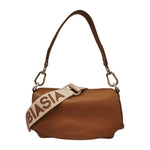 Biasia Borsa a Spalla Donna in Pelle Cuoio con Tracolla in Tessuto