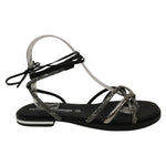 Laura Bizzarri Infradito Donna Nero alla Schiava con Strass